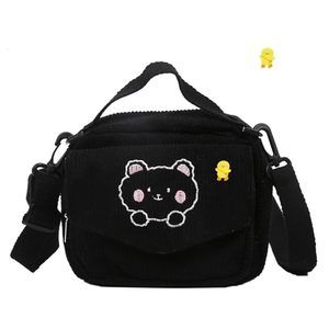 Small Cute Corduroy Crossbody Bag, Kawaii Purse Wallet Black :v